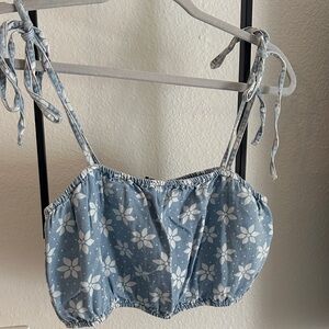 Wrangler Blue and White Floral Crop Top